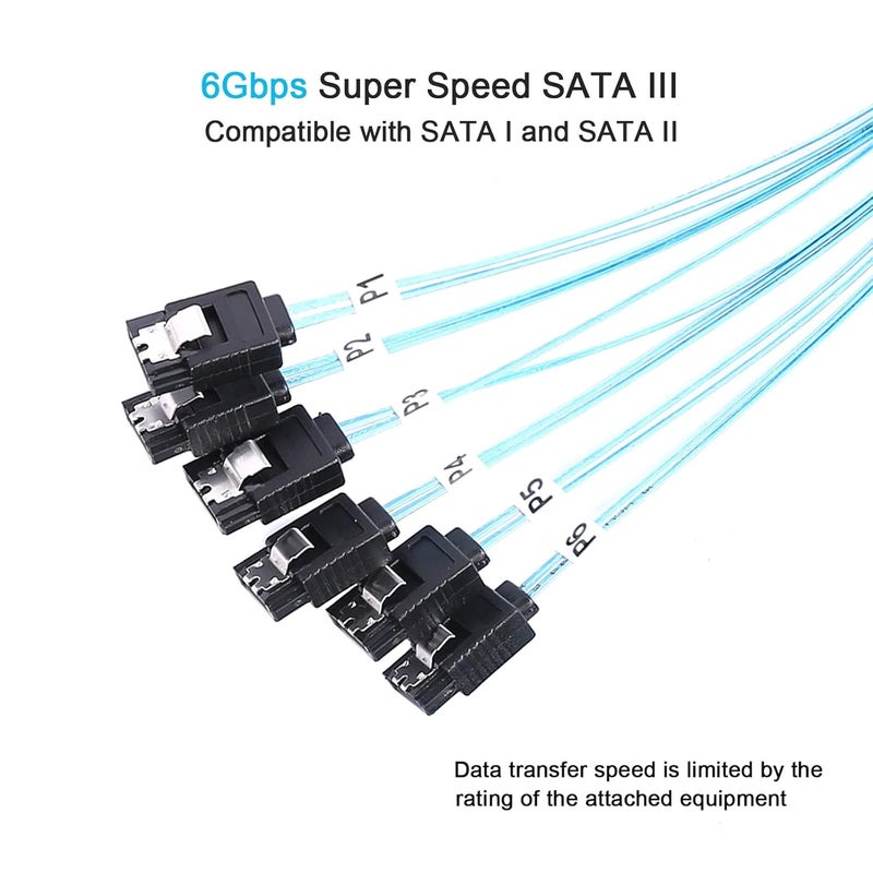 ADCAUDX SATA-III Cable-0.5M, 6Pcs/Set-6Gbps-Sata HDD-SSD Data-Cable Thin Replacement for Bitcoin Computer-Server CD DVD Drives Raid (1.6FT) - Image 3